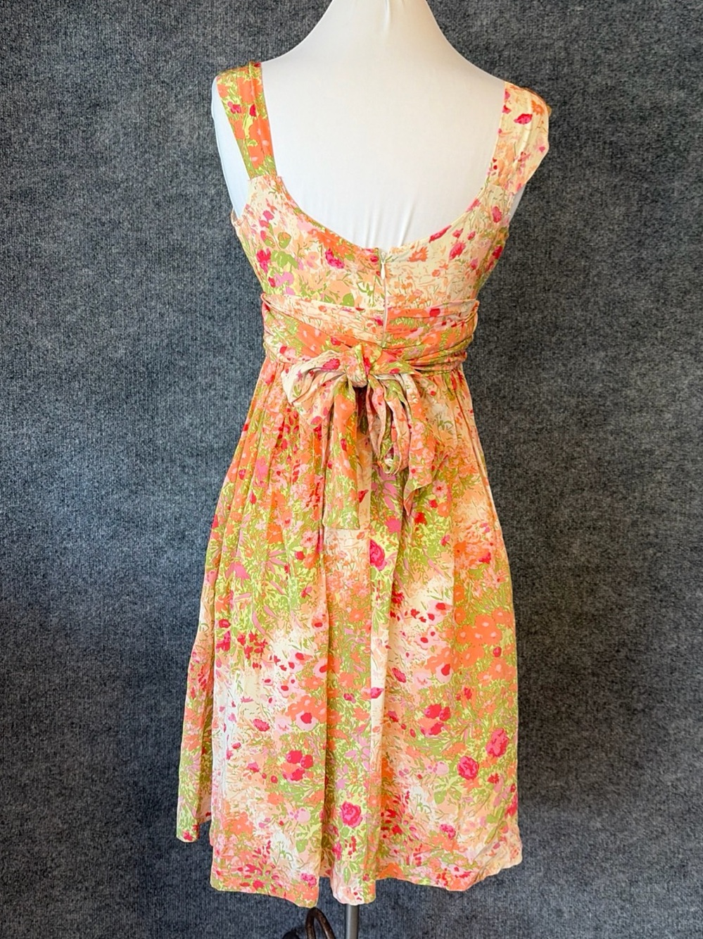 Plenty by Tracy Reese Peach, Pink & Green Floral Wrap Midi Dress - Picture 6 of 14